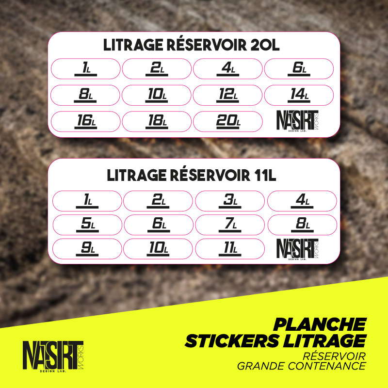 Planche Stickers Litrage Réservoir Moto Grande Contenance